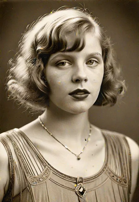 Vintage photo in 1920s of a young woman