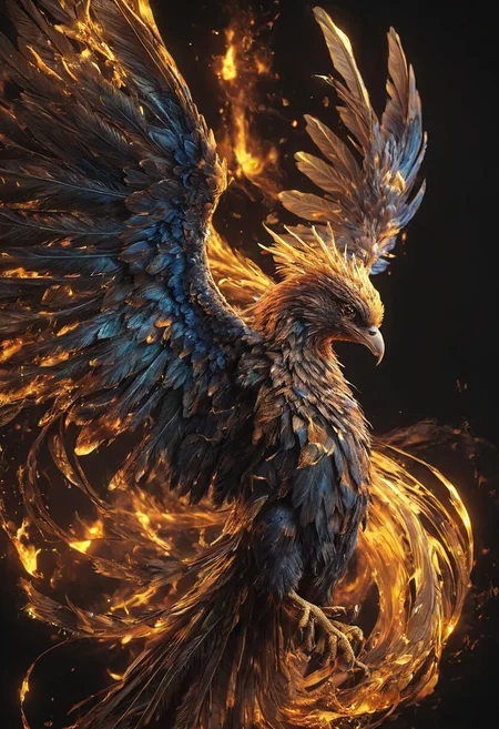 depict a pheonix in gold neon, explosion of neon colours, black background, halation effect, soft lighting,
Wide range of colors., Dramatic,Dynamic,Cinematic,Sharp details
Insane quality. Insane resolution. Insane details. Masterpiece. 32k resolution.
<lora:add-detail-xl:0.95> <lora:dvr-lnds-sdxl:0.3> dvr-lnds-sdxl <lora:MJ52:0.25> <lora:ral-apoctvisn-sdxl:0.3> ral-apoctvisn <lora:zavy-cntrst-sdxl:0.35> dark, chiaroscuro, low-key <lora:zavy-rmlght-sdxl:0.41> zavy-rmlght <lora:SDXLFaeTastic2400:0.225>