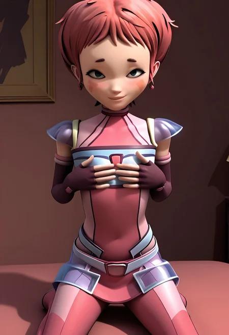 score_9, score_8_up, score_7_up, score_6_up, score_5_up, score_4_up, source_anime,
1girl, 18aelita_cl, ClearFrillSkirt4SA,
small breasts, nipples,
perfect boobs, looking at viewer, smile, mouth closed, embarrassed,
blushing, sexy look, naughty look,
bedroom,
looking at viewer, belt,boots,
hand covering breasts,