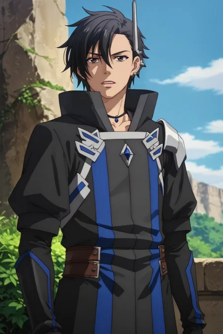 score_9, score_8_up, score_7_up, source_anime, rating_safe, , (realistic:0.6), , depth of field, 1boy, solo, male focus, , , <lora:kelvin:1>,kelvin celsius,black hair,black eyes,side swept,short hair,looking at viewer,black coat,accessory,gloves,jewelry,shoulder armor,hand up,black gloves,open mouth,upper teeth,:d,confident expression,outdoors,day,sky , , ,<lora:sdxl_lightning_8step_lora_315544:1>