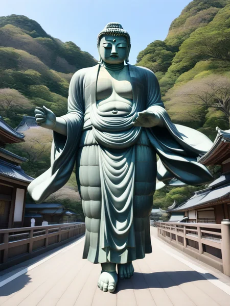 incredibly_absurdres,best_quality,masterpiece,
solo,<lora:daibutsu_A_XL_v1.1:0.8>,great buddha,running,city,speed lines,