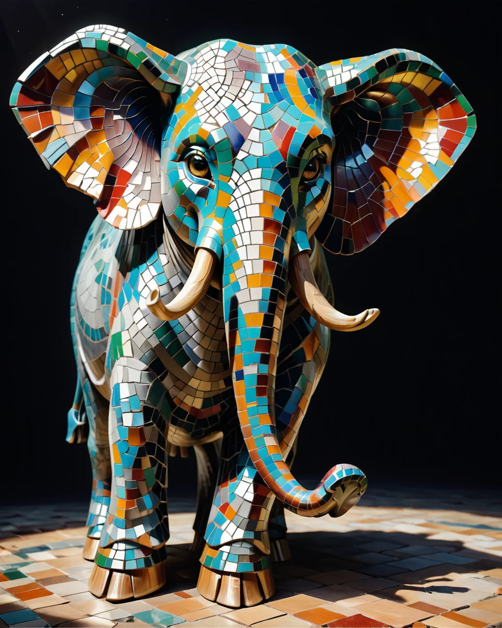 score_9, score_8_up, score_7_up, intricate details, rating_safe,
<lora:MosaicStyle:1>,
1boy(Mosaic, made from colored stone pieces,
anthro furry, elephant,
full body, looking at the viewer, solo, smiling), black background,
<lora:ral-chrosc-clr:0.3>, ral-chrosc-clr,
<lora:xl_more_art-full_v1:0.3>,
<lora:add-detail-xl:0.3>