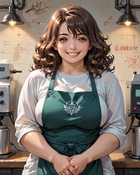 PonyScores7, source_anime, ah1, <lora:natsumi_style:0.5>, <lora:by_usakun-pony:0.4> by usakun, <lora:Akina_Bbw_Style_-_PonyXL:0.2> AkinBw
BREAK 1girl, (curly hair), long hair, (fringe), (bangs), (hair between eyes), (brown hair:1.3), mature female, (curvy), round-chin, (hazel eyes), caucasian, (plump face), <lora:Round_face:0.1>, <lora:ETO_OCPonyXL:0.5> eto_oc, skindentation, (plump), thick thighs, wide hips, busty, voluptuous, kinky curls, lips, <lora:venus body PonyXL:0.4>, (An expression of frustration with tightly clenched teeth and a tense jawline, smile), (Summoning a Celestial Comet), (Spirit Dwelling Mountains), looking at viewer, (cordovan space station barista, wearing an apron with a high-tech coffee machine)
BREAK <lora:xl_more_art-full_v1:0.2>, <lora:shinyskin2:0.2> glistening skin, <lora:aesthetic_anime_v1s:0.2>, <lora:Expressive_H:0.2> Expressiveh, <lora:hairdetailpxl:0.2> hairdetailpxl, <lora:EpicF4nta5yXL:0.2>, <lora:detailxl:0.2> detailxl, <lora:Fant5yP0ny:0.2>, best quality, amazing quality, best aesthetic, absurdres, <lora:expressive eyes:0.2> expressive eyes, <lora:eyedetailpxl:0.2> eyedetailpxl, illustration, Volumetric_Lighting, ultra-detailed, very aesthetic, intricate details, 8k, masterpiece, best_quality
BREAK (multiple views)
BREAK <lora:Eyes_High_Definition:0.3> EyesHD, Stable_Yogis_PDXL_Positives, AS-Adult, <lora:Complicated fantasy portrait - XL Pony V2.0:0.4>, bad-hands-5