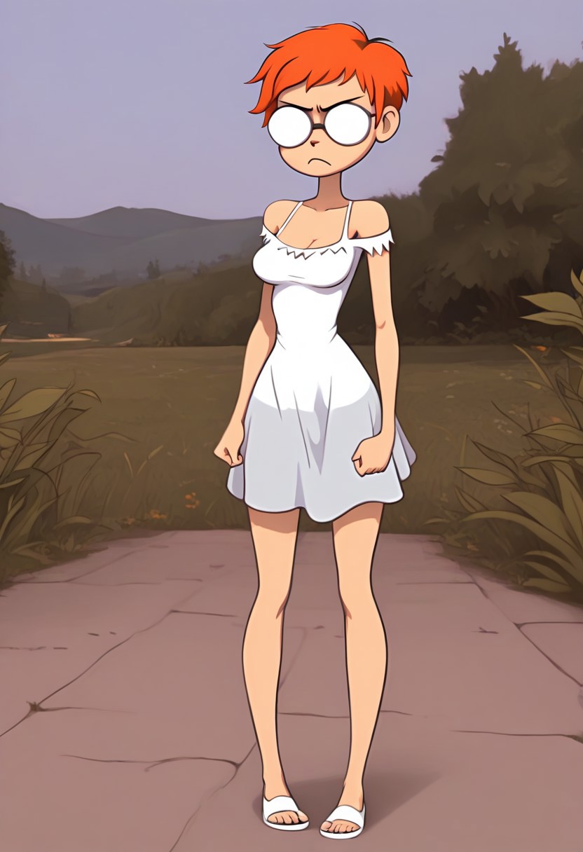 masterpiece, best quality, absurdes, 1girl, solo, full body,
<lora:Rena (Anders Loves Maria) (Illust):0.8>
Rena_Girl, opaque round glasses, opaque glasses, orange hair, pixie cut, frown, annoyed,
semi transparent clothes, sundress, off shoulder, medium breasts,
outdoors, detailed background,
<lora:Detailer_NoobAI_Incrs_v1:0.4> detailed,
<lora:princess_rc_il:0.5>