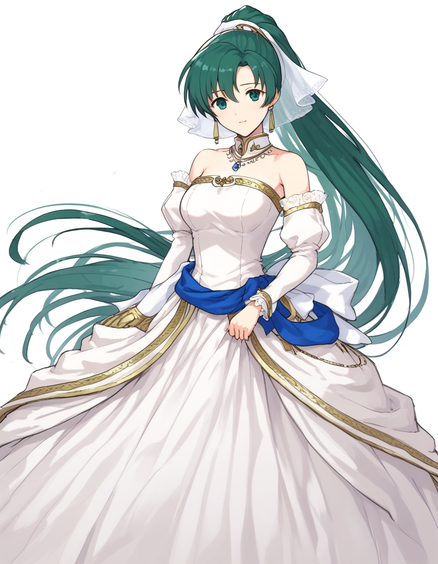<lora:lyn_(fire_emblem)_XL_pony_bf16_v1:1>lyn \(fire emblem\),wedding dress,, BREAK score_9, score_8_up, score_7_up, BREAK source_anime, best quality, masterpiece, uncensored,<lora:sdxl_lightning_4step_lora:1>(clear eyes:1.2),zPDXLpg,rating_explicit,clear eyes,beautful eyes,