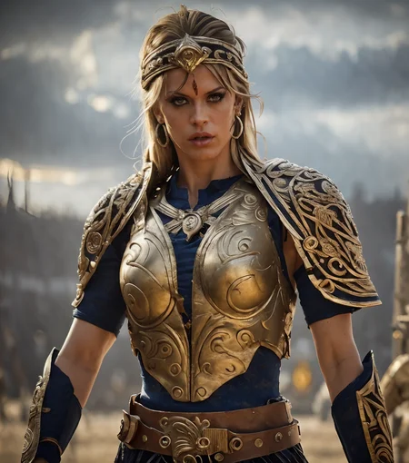 RAW photo, (masterpiece:1.3), subsurface scattering, heavy shadow, (high quality:1.4), (intricate, high detail:1.2), professional photography, HDR, High Dynamic Range, realistic, ultra realistic, photorealistic, high resolution, film photography, ambient lighting, atmospheric effects, <lora:detail_slider_v4:2>, OverallDetail, Amber, <lora:Amber:1>, as a female gladiator, headband, earrings, <lora:Gladiator1:0.58>, armor, intricate metal breastplate!, chest armor, belt, shoulder, cowboy shot, dynamic pose, in an arena <lora:Arena-10:0.6>, epiCPhoto