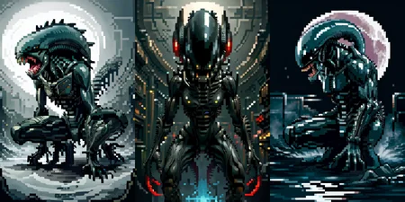 (otherworldly), highly insanely detailed, masterpiece, top quality, best quality, highres, 4k, 8k, RAW photo, (very aesthetic, beautiful and aesthetic),
__lazy-wildcards/cosplay-char/alien-predator/xenomorph/prompts__,
<lora:FemXeno:0.8>,
(1girl:1.3), eyes focus,
__lazy-wildcards/dataset/background__,âââ
