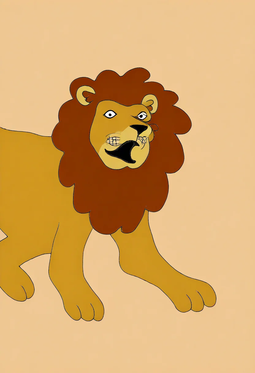 masterpiece, very aesthetic, sbhj, bad quality, worst quality, worst detail, 1boy, solo, lion, smug, open mouth, fangs, zoo