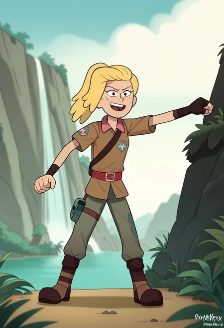 score_9, score_8, score_7, score_6,
triplevexx, 1girl, CHSashawaybright,
Outfit: A rugged, earth-toned cargo outfit, complete with a utility belt and a wide-brimmed hat.
Action: She is climbing a rocky cliff, reaching for a hidden treasure chest.
Background: A breathtaking view of a lush jungle, with cascading waterfalls