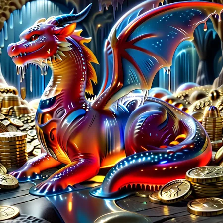 1dragon, highly detailed blue dragon, blue dragon made out of slime, scaly blue slime dragon, slime dragon with red eyes, blue slime dragon laying in its hoard, blue slime dragon with wings, dragon wings,
multi-colored gems made out of slime, in a room of treasure made out of slime, gold coins and bars made out of slime, individual coins made out of slime, gold slime coins, piles of coins,
treasure-room, treasure, gemstone, coins, gold bars, gold pile,
everything made of slime, No simple background,
((translucent slime)), ((transparent slime)), (bioluminescent slime), sl1m3, slime, ais-blmn, watce, je11y, thickwater, great lighting, ral-lava, even lighting, no bright spots, saturated colors,