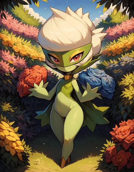 score_9,score_8_up,score_7_up,score_6_up,score_5_up,score_4_up, solo, Roserade, full body, pokemon \(creature\), flower field, sunny, looking at viewer, smile, , <lora:cefaa866-a58e-40ba-a219-79ab392f7d60:0.9>, <lora:df5b8b28-eabf-41bd-a34c-f2b734b7665b:0.8>