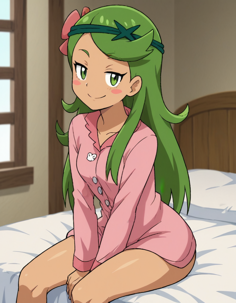 score_9, score_8_up, score_7_up, score_6_up, score_5_up, score_4_up, BREAK source_anime, anime screencap,  <lora:MallowAnimeXL-08:0.7> MallowAnimeXL, 1girl, solo, hair down, long hair,  hime_cut smile, sitting, blush stickers, indoors, anime coloring, pajamas, alternate hairstyle, pink shirt, half-closed eyes, , naughty face, smirk,