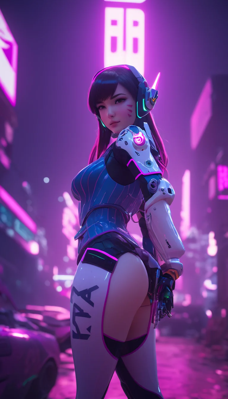 neonpunk style Cinematic scene, hero view, D.Va, Overwatch <lora:d.va_xl_v1:1>, action pose, detailed background, masterpiece, best quality, high quality, highres, absurdres, Guild Wars 2 . cyberpunk, vaporwave, neon, vibes, vibrant, stunningly beautiful, crisp, detailed, sleek, ultramodern, magenta highlights, dark purple shadows, high contrast, cinematic, ultra detailed, intricate, professional