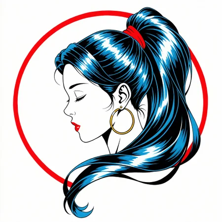 Tucci Style, 1girl, solo, jewelry, earrings, ponytail, closed eyes, profile, long hair, hoop earrings, traditional media, white background, spot color, portrait, from side, simple background, comic art style, very aesthetic, newest, best quality, masterpiece, <lora:74e36c90-7209-48c3-86d2-75d98e7e5702:0.7>