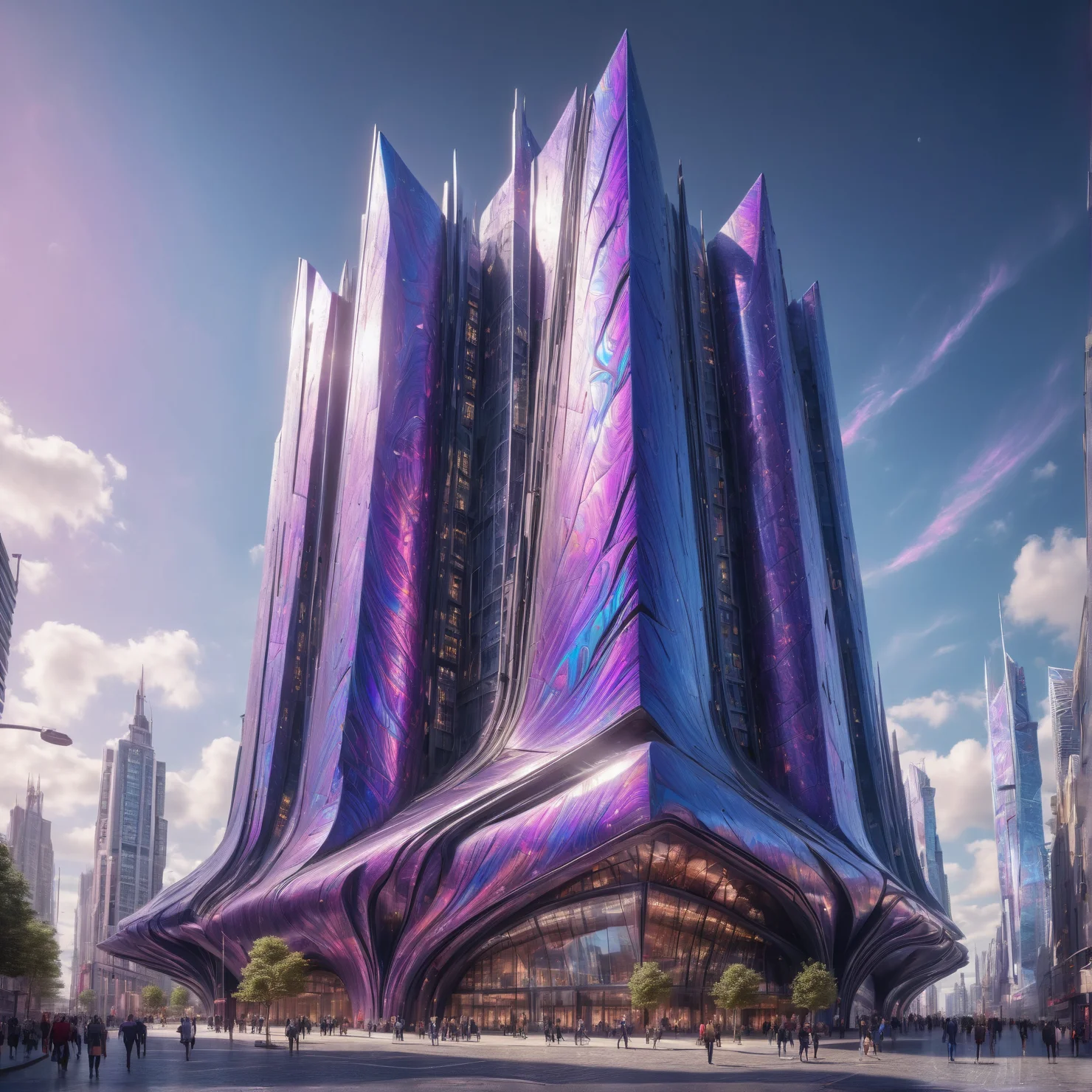 timascus style,realistic, a sci-fi building with tech, huge, massive, perspective, (SimplePositiveXLv2:0.6), <lora:Timascus_merge_update:1>