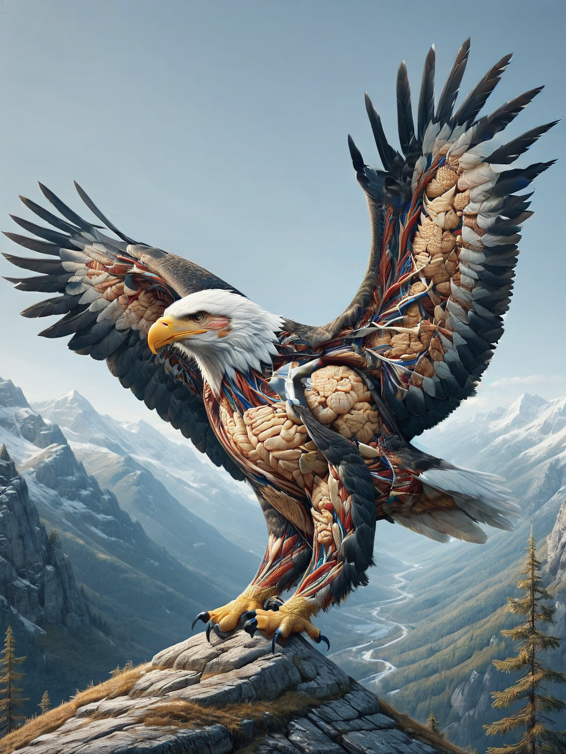 ais-xsection eagle, soaring high in the mountainous region <lora:Cross_Section_Style_SDXL:1>