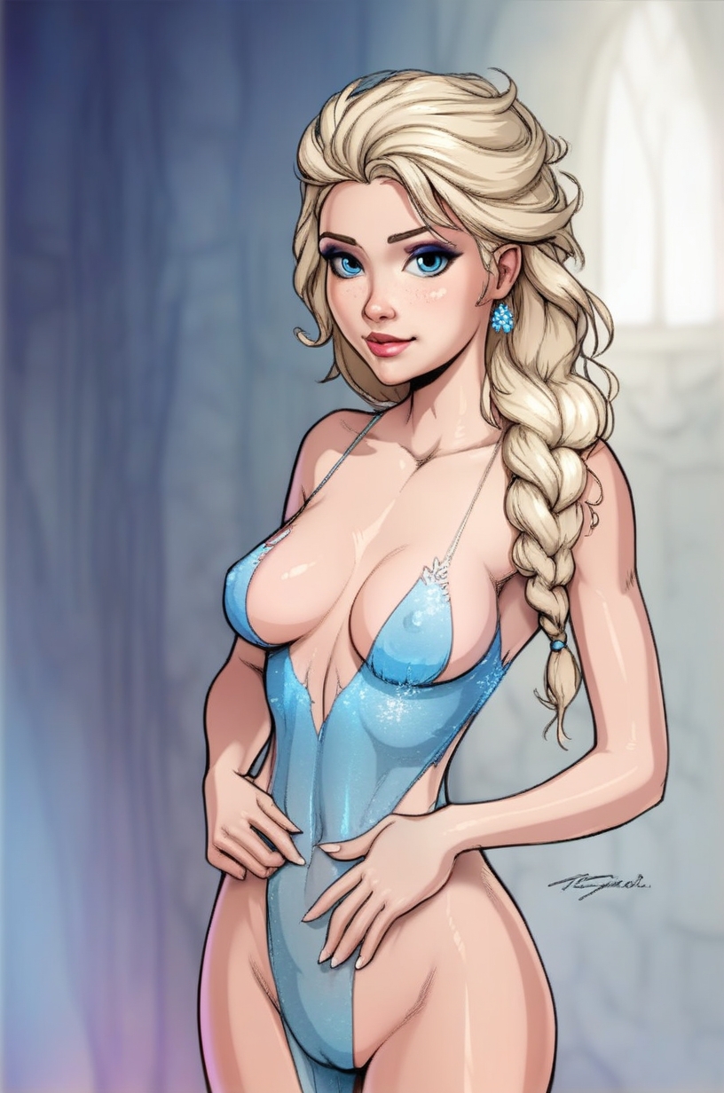 score_9, score_8_up, score_7_up, score_6, score_5, score_4, source_cartoon, realistic,1girl, looking at viewer, princess Elsa, \(disney\), rating_questionable <lora:Witch_Trainer-000007:0.8> w1tchtr4a1n3r