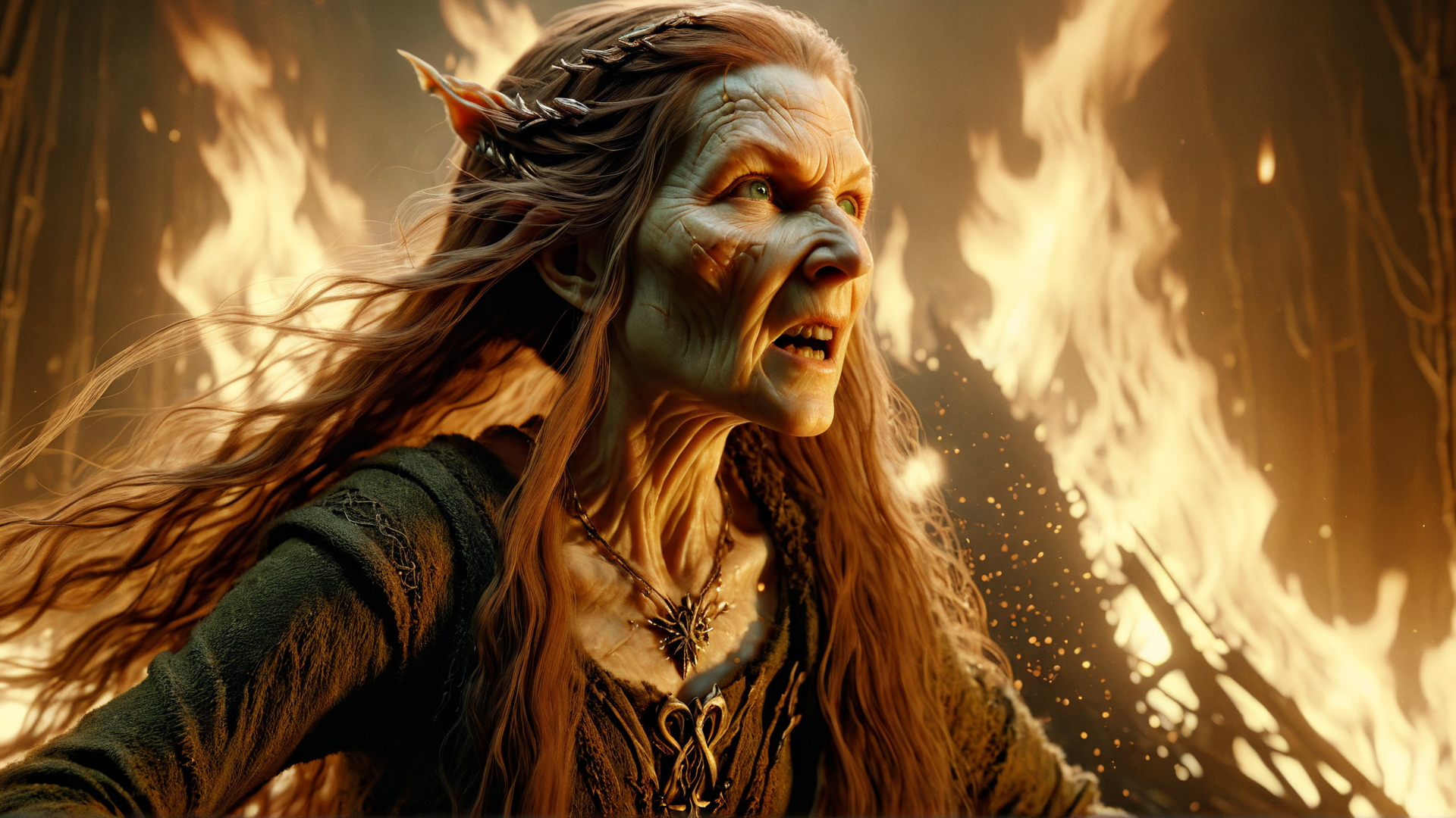ral-wtchz, Deteriorating, Soldier Tauriel, Fire, Kodak UltraMax 400, <lora:ral-wtchz-sdxl:0.8>, cinematic, great light, magical composition, excellent composition, intricate detail, enhanced quality, highly intricate, fantastic aesthetic