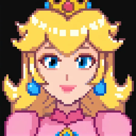 1girl,princess peach, blonde hair, blue eyes,smile,portrait,stardewxl,black background,  <lora:stardew_valle_portraits_pony-000008:1>