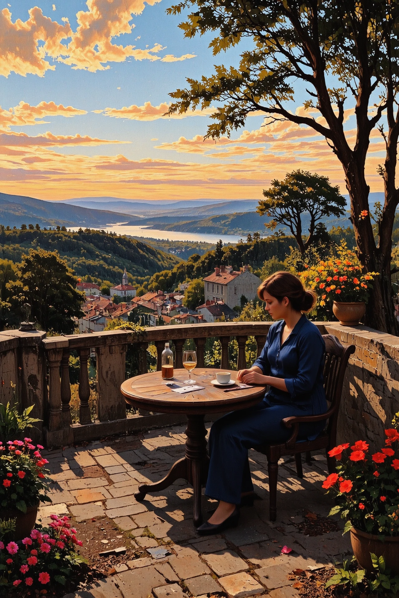 (cafe) Portuguese beautiful landscape,  morning, woman, intricate, very detailed, sharp, colorful, multilayer paint, <lora:Hand v2:1> <lora:Anti-Blur:1> <lora:Insane Detail Slider:0.5>   <lora:Flux.1_Turbo_Detailer:0.6> <lora:flux-photo-transparent_Alpha_1.0:0.8> <lora:flux.1_lora_flyway_Epic-detail_v2:0.6> <lora:Painterly01b_CE_FLUX_AIT:0.8> pntrlyCE_style, <lora:VividlySurreal:0.8>