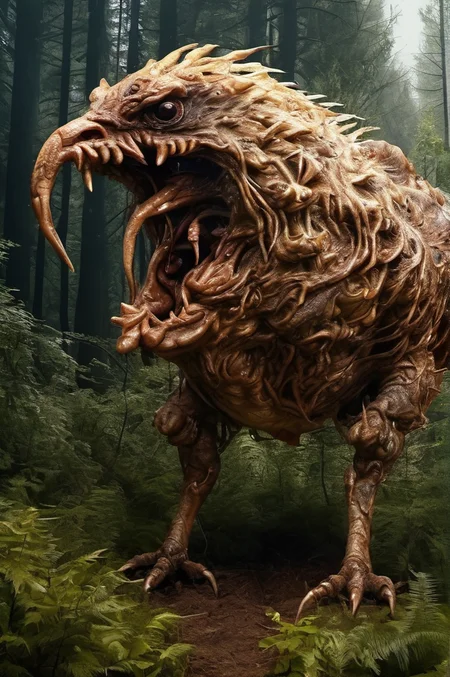 realistic photo of a huge ab0m (chicken monster:0.5) ((in the forest)), terrifying, scary many eyes,detailed ,
view from side,
<lora:ab0m1:0.8> AB0M