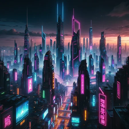 Masterpiece,8k,absurd resolution,I
ImaginaryCityScapes,cyberpunk city,outdoors,sky,no humans,night,building,scenery,science fiction,city,cityscape,skyscraper,city lights,neon,futuristic
,<lora:City_scapes_XL:0.45>