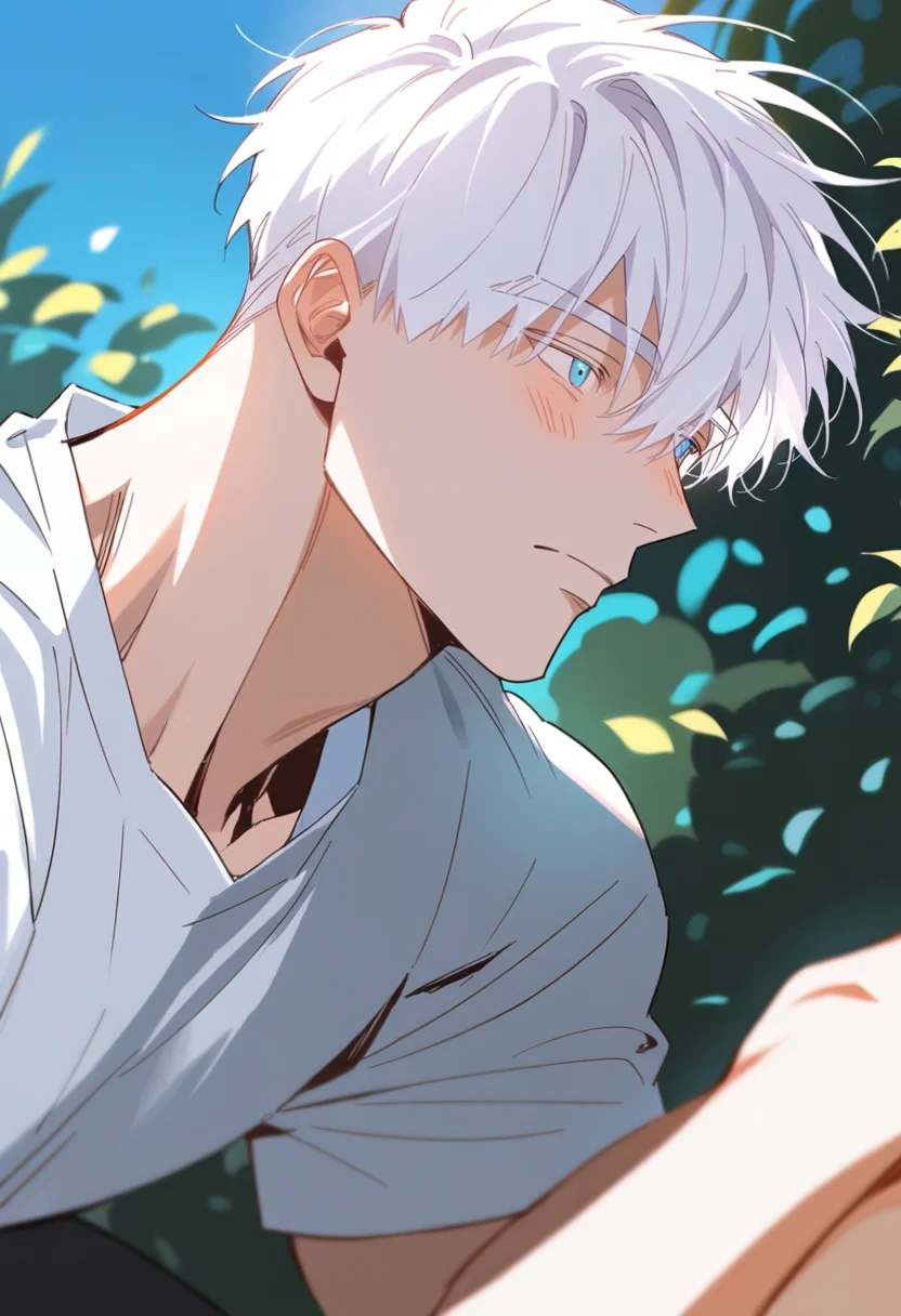 score_9,score_8_up,score_7_up,good colors,bright skin,good shading,countershading,detailed background,
1boy,male focus,solo,<lora:éµåMignon:0.8>,short hair,white hair,bangs,blue eyes,muscular giant boy,detailed hair,looking_at_viewer,light_blush,closed mouth,
white shirts,facing viewer,black shorts,profile,
outdoors,day,blue sky,
<lora:Expressive_H:0.8>,Expressiveh,
