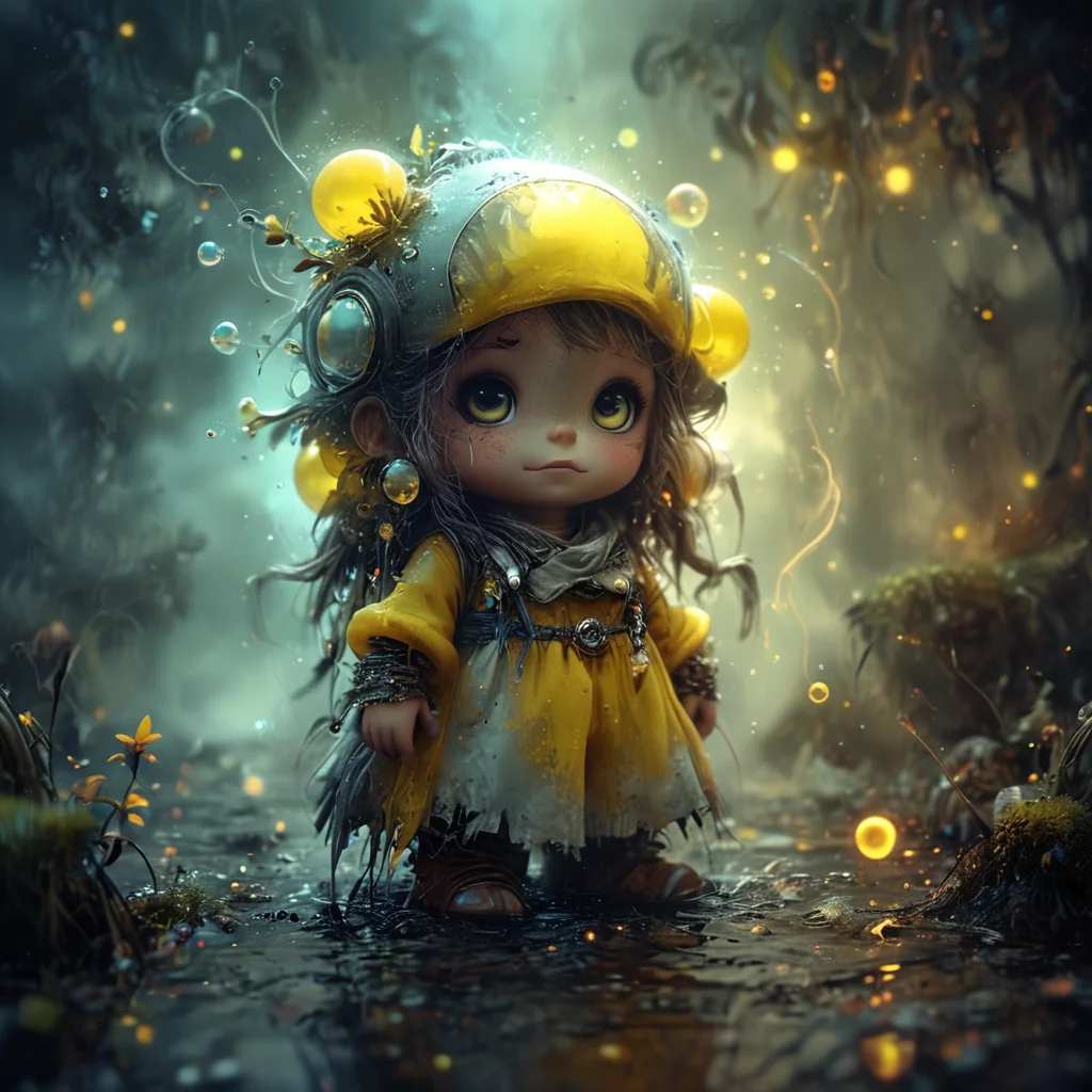 Bubble Bobble style, high quality, masterpiece, face front, misty scene, a beautiful enchantress with yellow eyes, staff with large set yellow crystal, surrounded by fireflies <lora:MJ52:0.8> <lora:add-detail-xl:0.8> <lora:EpicF4nta5yXL:0.8>  <lora:CBS_novuschroma12 style:0.5> novuschroma12, novuschroma12 style <lora:DonM5h4d0wM317XL:0.5> DonM5h4d0wM317XL, 8-bit, cute, pixelated, fantasy, vibrant, reminiscent of Bubble Bobble game