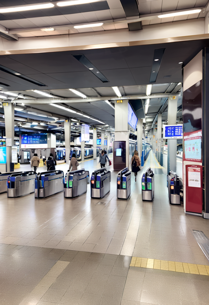 masterpiece, best quality, very aesthetic, absurdres,
umeda3F, automatic ticket gate, scenery, indoors, train station, real world location, ceiling light, tile floor, tiles, ceiling, realistic, photo background, 
 <lora:umeda_st_3F_SDXL_V1:1>