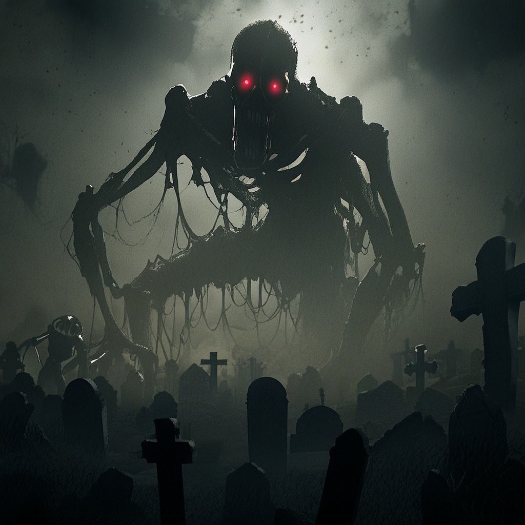 source_anime, source_game, score_9, score_7_up, (CR33P1NGF0G, fog), Scream_(movie), (ghostface), fog, dark, night, haze, 1man, skeletal, long jaw, sharp teeth, ooze, slime, scenery, cemetary, open grave, dirt, headstones, monolith, graveyard, tomgbstone, monster, red eyes, glowing, detailed, the_witcher_3 , detailed background,