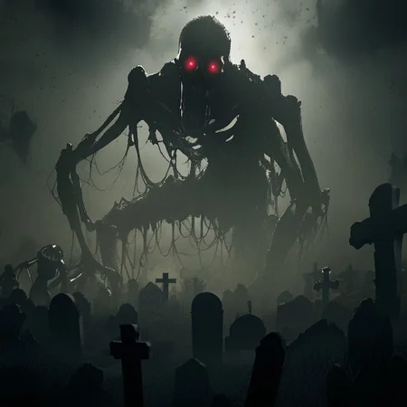 source_anime, source_game, score_9, score_7_up, (CR33P1NGF0G, fog), Scream_(movie), (ghostface), fog, dark, night, haze, 1man, skeletal, long jaw, sharp teeth, ooze, slime, scenery, cemetary, open grave, dirt, headstones, monolith, graveyard, tomgbstone, monster, red eyes, glowing, detailed, the_witcher_3 , detailed background,