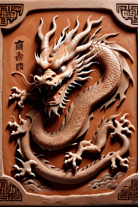 <lora:Dragon_Engraving:0.8> dragon engraving on a clay tablet, 8k resolution,