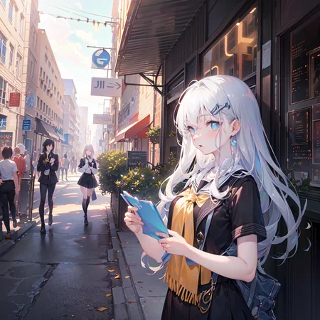 (((masterpiece,best quality,official art,extremely detailed CG unity 8k wallpaper))),illustration,landscape,solo,1girl,bishojo,beautiful detailed eyes,Student uniforms