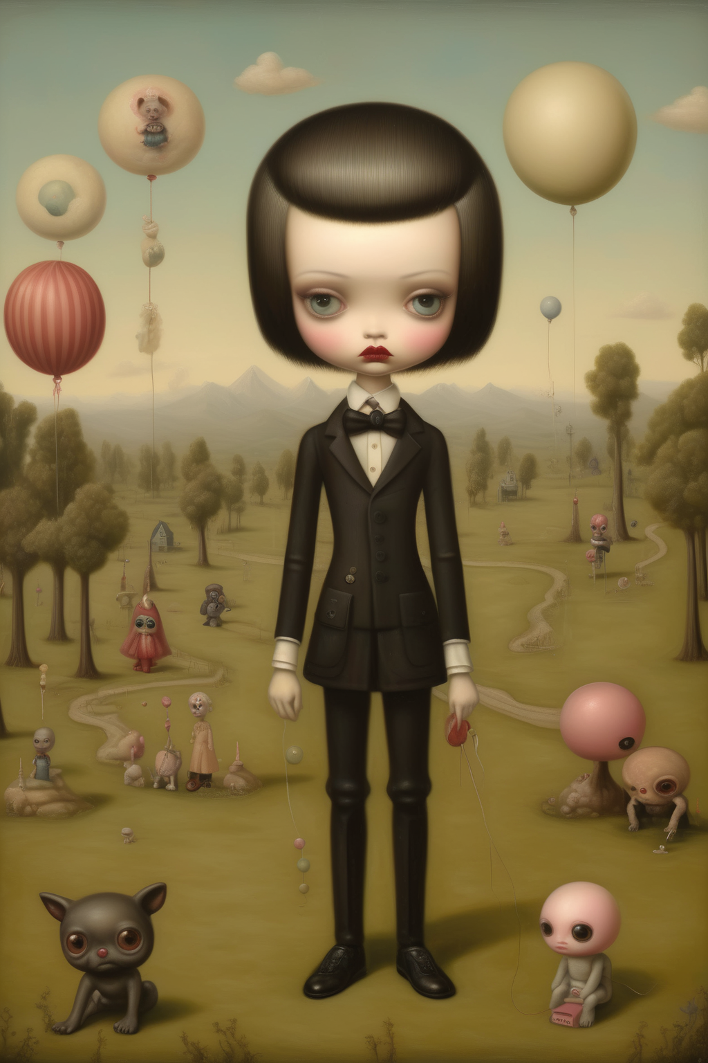 <lora:Mark Ryden Style:1>Mark Ryden Style - view from afar a little ba
