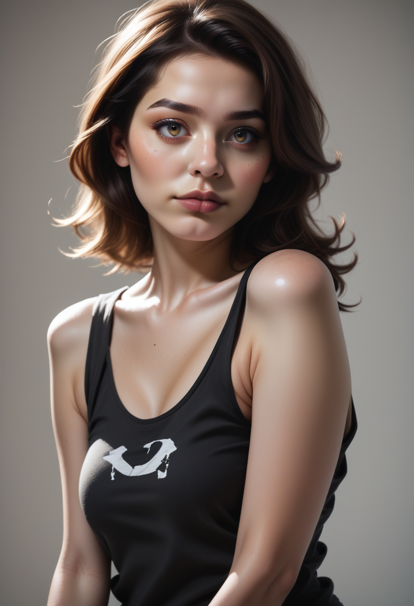 score_9, score_8_up, score_7_up, source_photo, realistic,
1girl, solo, tank top,
<lora:Dark_Zira_Pony_v0.1:0.5> d4rkz1r4, hazel eyes, brown hair,