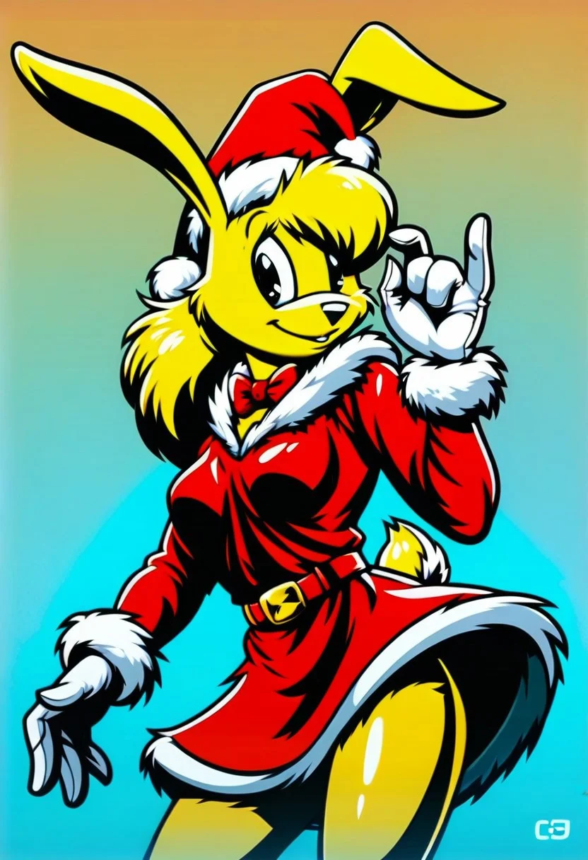 score_9, score_8_up, score_7_up, score_6_up, score_5_up, score_4_up, retro artstyle, BREAK
LoriJackRabbitPXL, rabbit girl,1girl, solo, hat, fur trim,yellow hair,rabbit tail, animal ears, dress, white gloves, gloves, santa hat, red headwear, makeup, blue background, bow, belt, red dress, red bow,yellow fur, fur-trimmed dress, looking at viewer, furry female, smile, fur-trimmed sleeves, black eyes, furry, choker, bowtie, eyeshadow, long sleeves, christmas, red bowtie, breasts, cowboy shot, happy, gradient background, standing, santa costume, red choker, cropped legs, simple background, signature,rabbit tail, deer ears, fur-trimmed headwear, medium hair, fox ears
<lora:lorijackrabbit-v1:0.9>