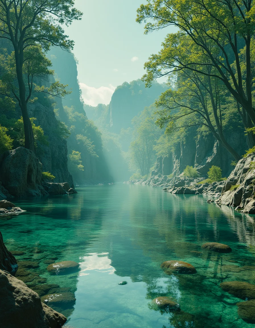 touch of verdigris style photograph, virtual reality landscape where digital and natural elements blend seamlessly, in the immersive and imaginative style