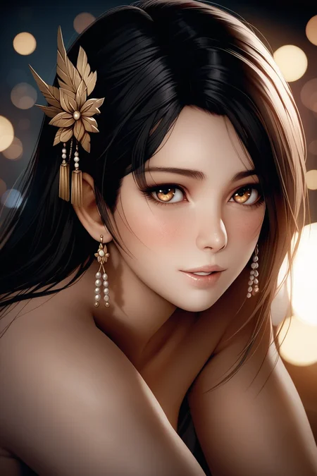ultra realistic 8k cg,picture-perfect face,flawless,clean,masterpiece,professional artwork,famous artwork,perfect face,beautiful face,((perfect female body)),solo,looking at viewer,beautifully detailed background,
momiji,milf,
bangs,jewelry,curvy,<lora:momiji:0.6>,teenager,blush,SK_CINEMATIC,ZIP2D,hair ornament,
