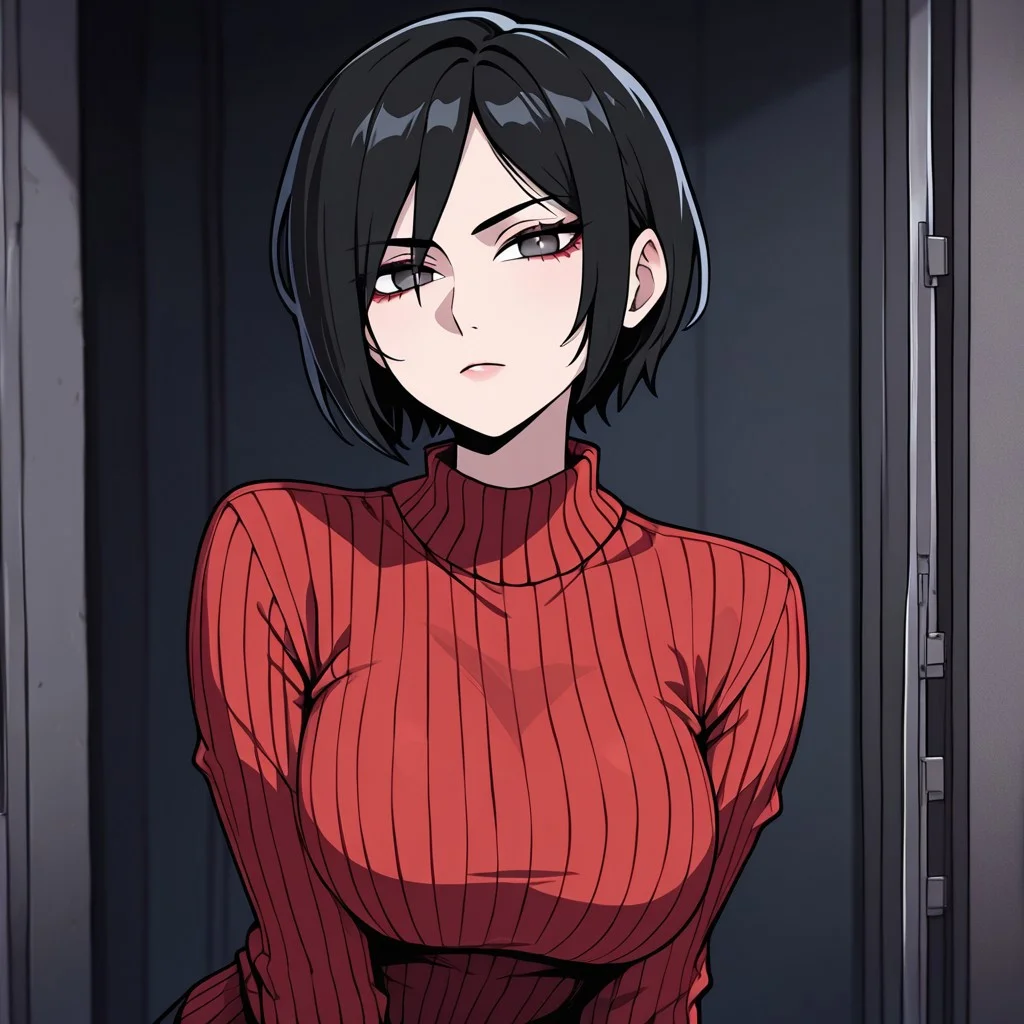 masterpiece, best quality, newest, absurdres, highres,
INFMixV1.0,
1girl, Ada_wong, \(resident evil\), asian, asian female, short hair, black hair, sweater, red sweater,