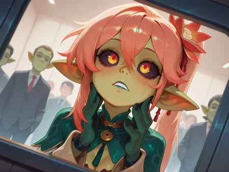 1girl, Guinaifen, Honkai: Star Rail
riding public transit and making up stories about strangers,
<lora:Darkfire_Deep_Gobbo:1> d33pgobbo, goblin girl, green skin, black sclera,