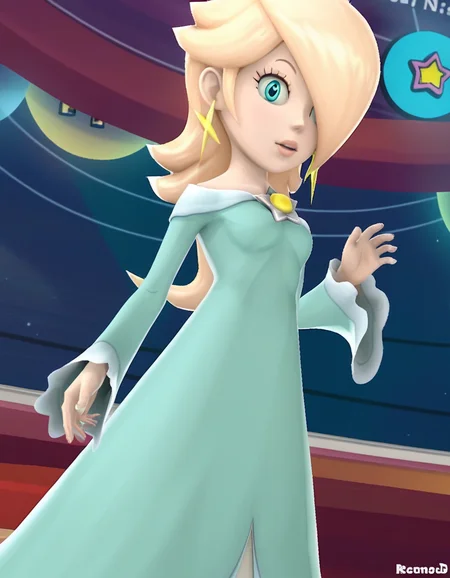 score_9, score_8_up, score_7_up, source_anime, <lora:rosalina-super-mario-galaxy-ingame-ponyxl-lora-nochekaiser:1>, rosalina, blonde hair, blue eyes, hair over one eye, long hair, 3d, blue dress, crown, dress, earrings, jewelry, princess, robe, star earrings,, music store, browsing records, headphones, vinyl collection, nostalgic, , looking at viewer, hand reaching forward, knee up, arm down, solo,, cowboy shot, dutch angle