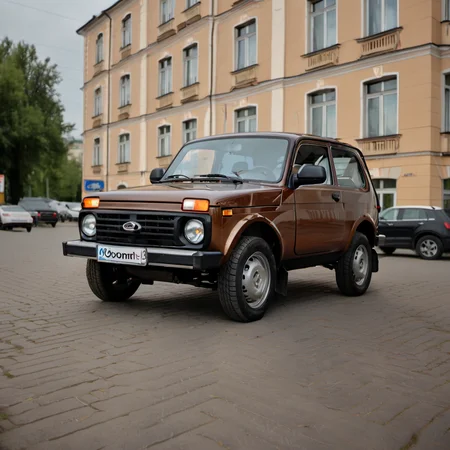 a photo of lada_niva in town , cinematic shot <lora:lada_niva:1>