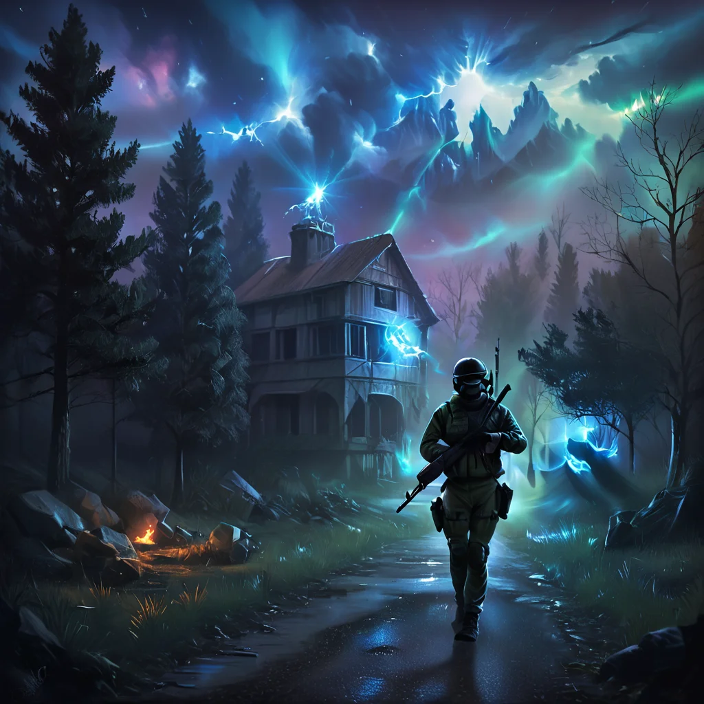 score_9, score_8_up, score_7_up, score_6_up, score_5_up, score_4_up,
StalkerWorld,anomaly,, weapon, gun, rifle, tree, holding weapon, holding, holding gun, assault rifle, 1boy, outdoors, night, helmet, male focus, sky, scenery, solo, military, <lora:stalker_pony:0.6>