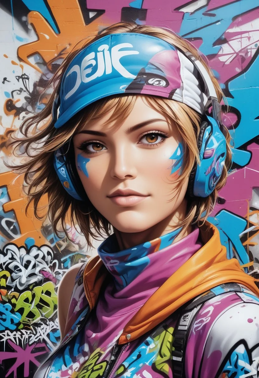 Jed-Gr4ff1t1,dolleijSDXL01,  masterpiece, full of details, positive emotional, wallpaper enginge, <lora:GraffitiStyle-000003:0.7>, anime comics art , Selective focus, dramatic, studio anime, emotive, colorful, fine polished, professional creative, pure, cinematic light, great composition, contemporary, deep aesthetic