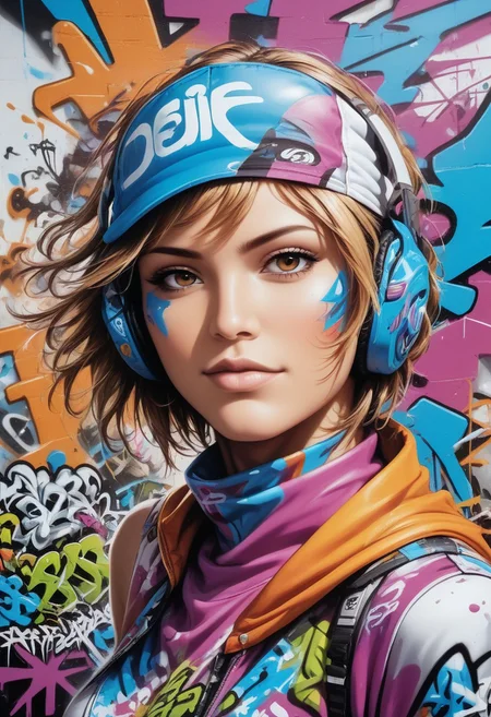 Jed-Gr4ff1t1,dolleijSDXL01,  masterpiece, full of details, positive emotional, wallpaper enginge, <lora:GraffitiStyle-000003:0.7>, anime comics art , Selective focus, dramatic, studio anime, emotive, colorful, fine polished, professional creative, pure, cinematic light, great composition, contemporary, deep aesthetic