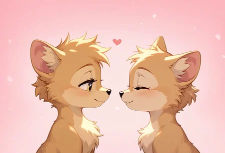 klskx , Lady and the Tramp looking lovingly at eachother, love, no humans
