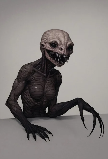 score_9, score_8_up, score_7_up, score_6_up, source_real, source_photo, a 3/4 three-quarters length portrait, scaled skin, scales, albino snakewoman, reptilian, albino snake skin, 1girl, Durge, female Durge, source_real, source_photo,, Body horror, albino body, blind eyes, , albino skin,, monster, scary, paranormal, pale,, jaws, fangs, teeth, hands on hips, front view, 
Black bodysuit, black bodysuit,
Medium breasts, 
AmericanHeritage-Pos
AmericanHeritage-Pos
AmericanHeritage-Pos
AmericanHeritage-Pos
Black cyborg bodysuit,science fiction
thedarkurge
dragonborn /(dnd/)
zPDXL2
evil smile, snakewoman snake head Durge. Evil smile,, blind eyes, hands by side,, no pupils,  horror, scary face, monstrous, evil, claws,