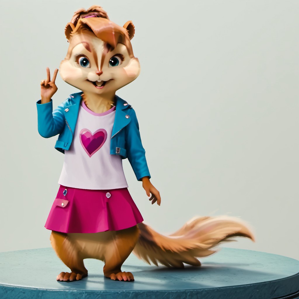 Score_9, score_8_up, score_7_up, source_furry, brittany miller, chipmunk, chipmunk girl, furry female, furry, 3d, render,  white background, standing tall, good image quality, hand gestures, wearing a pink skirt and pink T-shirt, blue denim jacket, realistic and lively look
<lora:Brittany_Miller__Alvin_and_the_Chipmunks__CG_Movie_version:0.8>