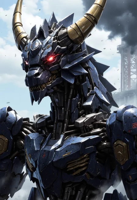 1 mecha dragon,armored dragon,glowing red eyes,black dragon,on the Tokyo Skytree,black fire blessing,