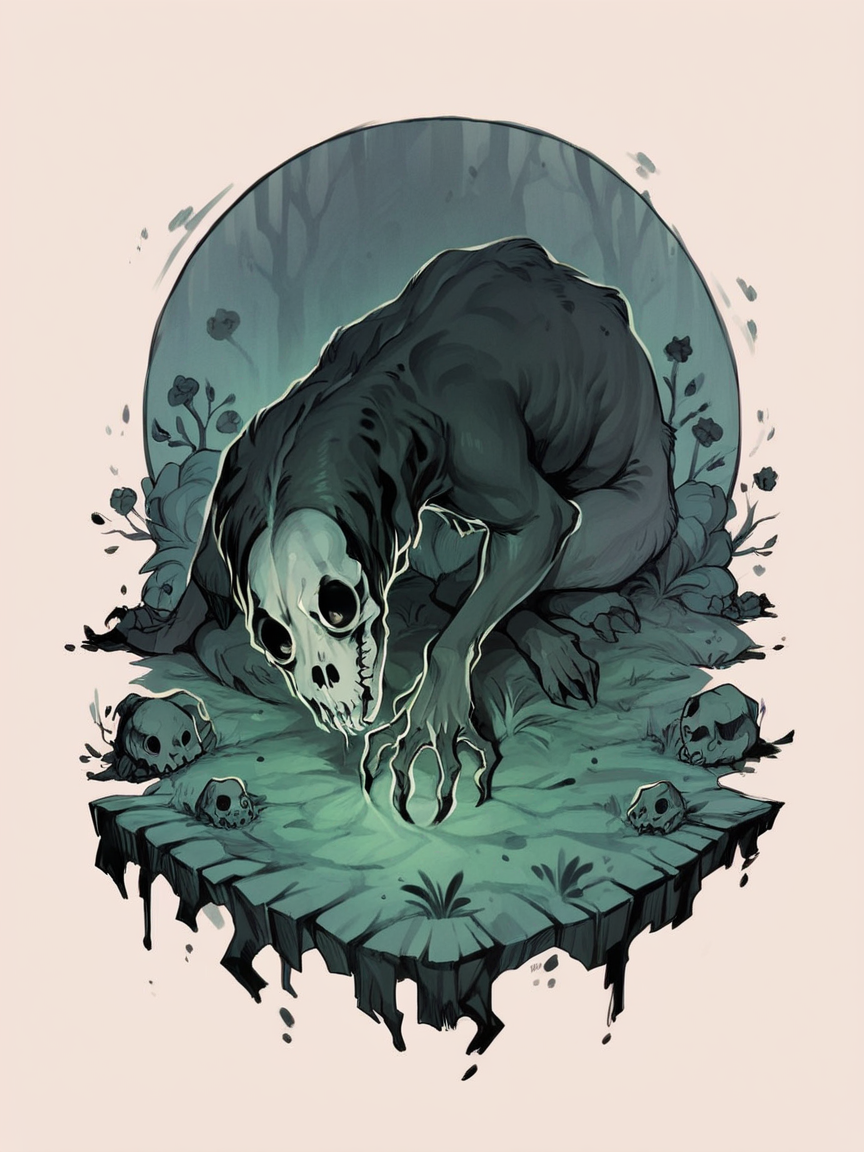 score_9, score_8_up, score_7_up, score_6_up, score_5_up, score_4_up, <lora:cr33pyXLP:0.8> cr33py, bones, spooky, creepy